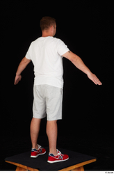 Whole Body Man White Sports Shirt Shorts Chubby Standing Studio photo references